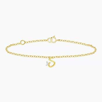 Leafy Alphabet S Diamond Bracelet