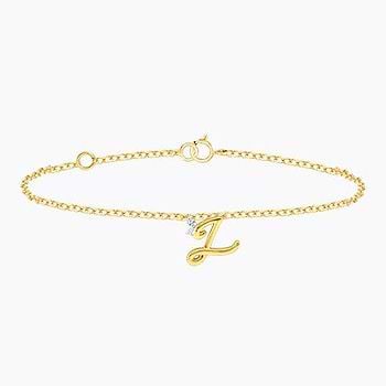Leafy Alphabet Z Diamond Bracelet