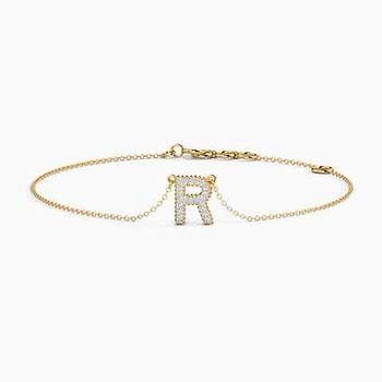 Dazzle Alphabet R Diamond Bracelet