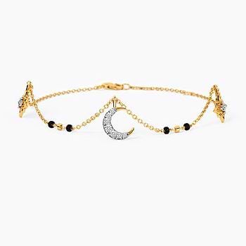 Sun & Moon Charm Diamond Mangalsutra Bracelet
