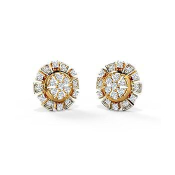 Antique Sun Diamond Stud Earrings