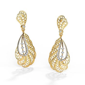 Alocasia Leaf Diamond Drop Earrings