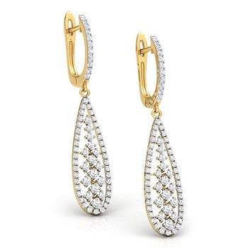 Pear Lattice Diamond Drop Earrings