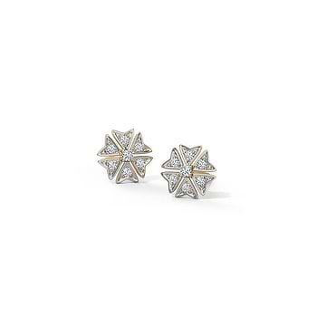 Ornate Floral Diamond Stud Earrings