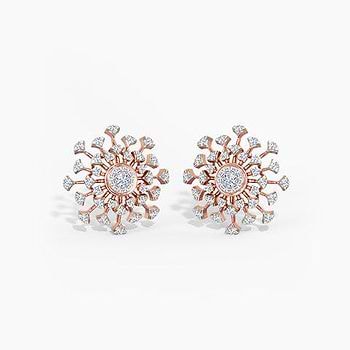 Tround Diamond Stud Earrings