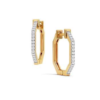 Hexagonal Hoops Diamond Earrings
