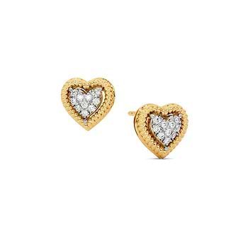 Dainty Heart Diamond Stud Earrings