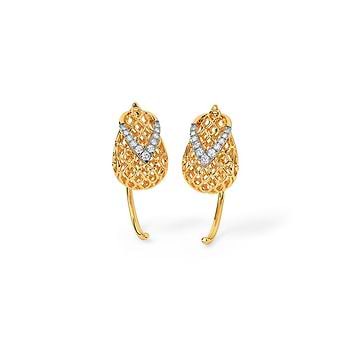 Gleaming Grid Diamond Stud Earrings