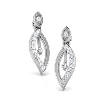 Tranquil Leaf Platinum Stud Earrings