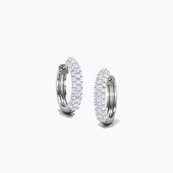 Stacked Stones Diamond Hoop Earrings