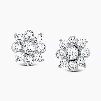 Mansi Flower Diamond Stud Earrings
