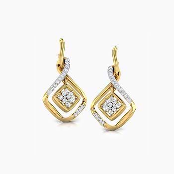 Concentric Square Diamond Drop Earrings