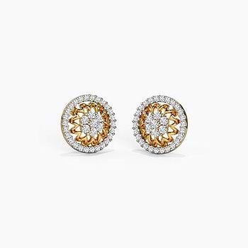 Framed Lotus Diamond Stud Earrings
