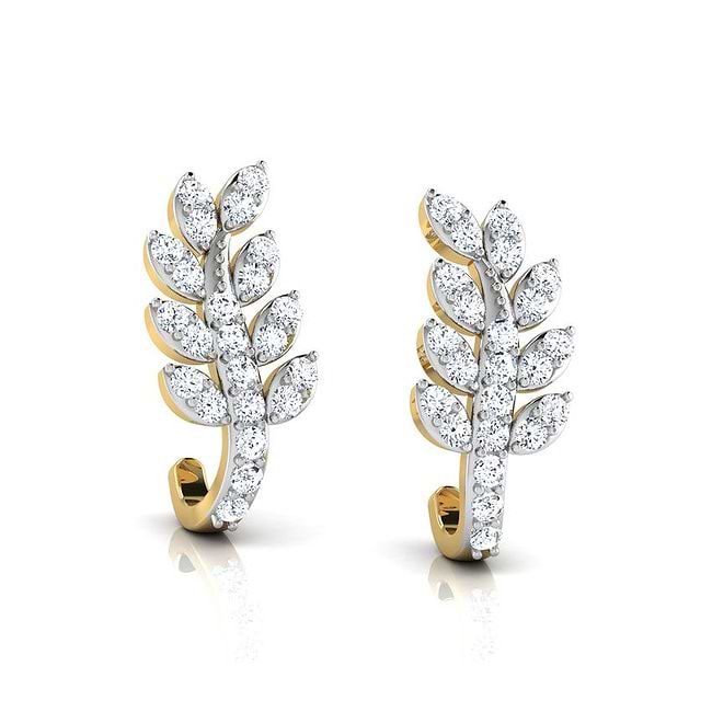 Shop Leafy Creeper Diamond Hoop Earrings Online CaratLane US