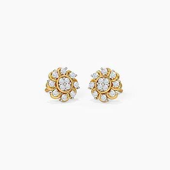 Bloomed Lotus Diamond Stud Earrings