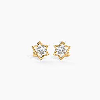 Floweret Cluster Diamond Stud Earrings
