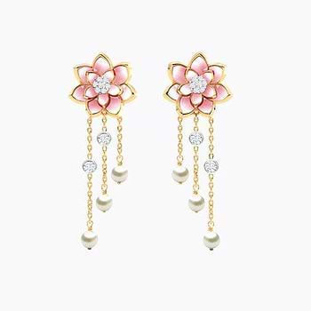 Lotus Pearl Drop Earrings