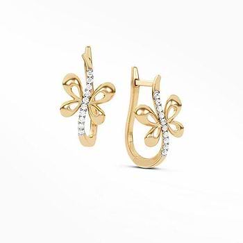 Adeal Butterfly Diamond Hoop Earrings