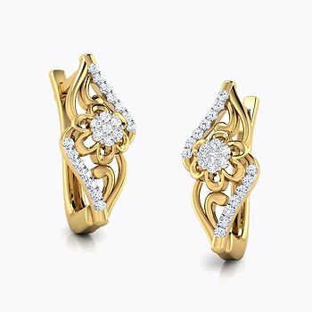 Dora Flower Diamond Hoop Earrings