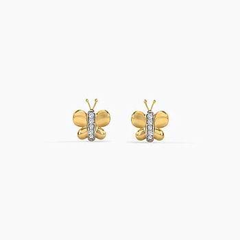 Tiny Butterfly Kids' Diamond Earrings
