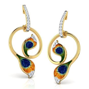 Plumes Peacock Diamond Hoop Earrings