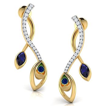 Entwined Peacock Gemstone Stud Earrings