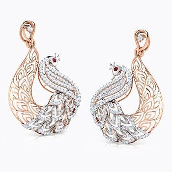 Peafowl Trellis Gemstone Drop Earrings