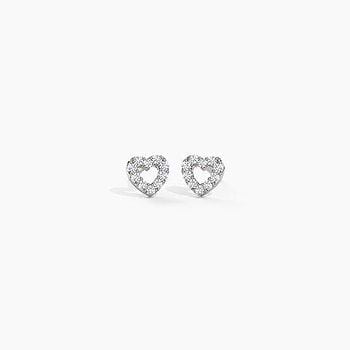 Fine Heart Diamond Stud Earrings