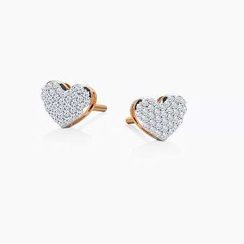 Glitter Heart Diamond Stud Earrings