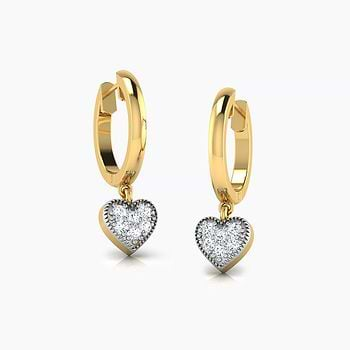 Sparkle Heart Diamond Hoop Earrings