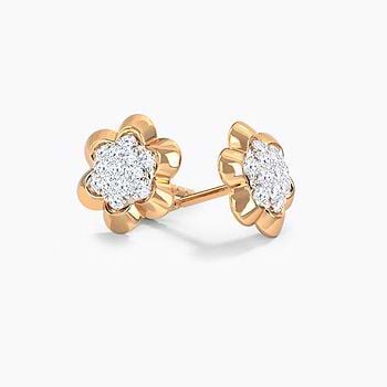 Floral Clutch Diamond Stud Earrings