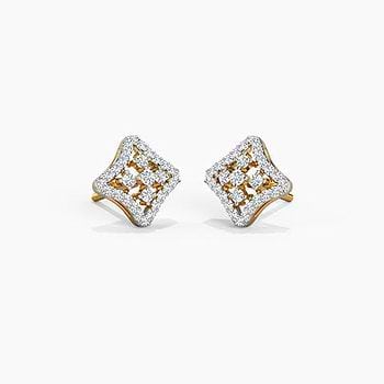 Chequered Diamond Stud Earrings