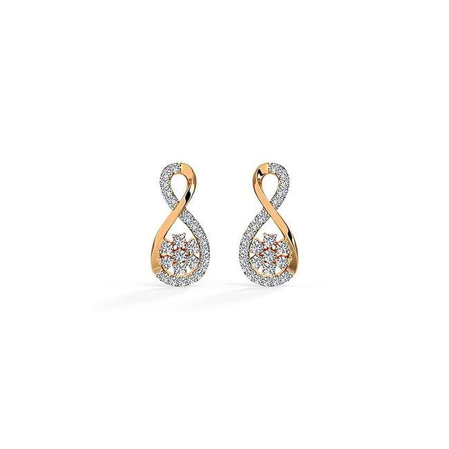 Infinity Stud Earrings with Diamond Dots