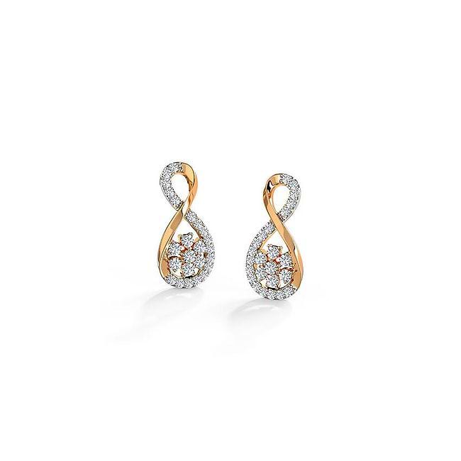 Infinity Stud Earrings with Diamond Dots