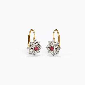 Floral Diamond Hoop Earrings For Women