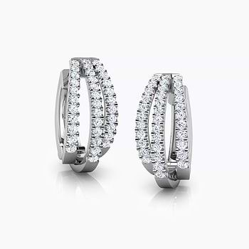 Tri Stripe Diamond Hoop Earrings