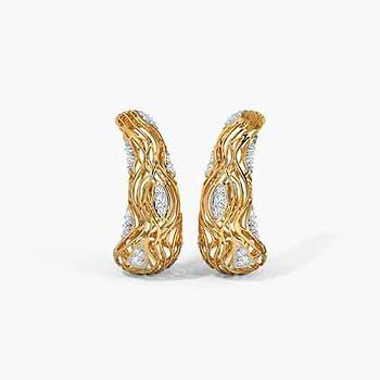 Batino Wood Grain Diamond Hoop Earrings