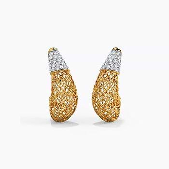 Bodhi Leaf Diamond Hoop Earrings