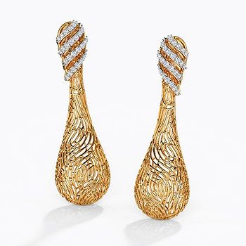 Lupine Wood Grain Diamond  Drop Earrings