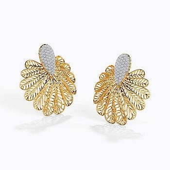 Lupine Leaf Diamond Stud Earrings