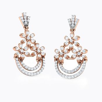 Floret Ornate Diamond Drop Earrings