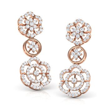 Begonia Floweret Diamond Drop Earrings