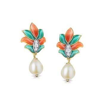 Samira Lotus Pearl Drop Earrings