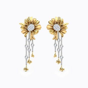 Aster Bloom Diamond Drop Earrings For Women