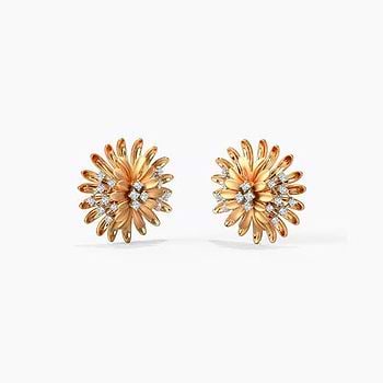 Zinnia Bloom Diamond Stud Earrings