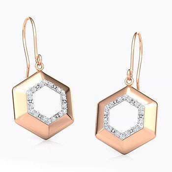 Prisha Hex Diamond Drop Earrings