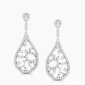 Twirl Cluster Diamond Drop Earrings