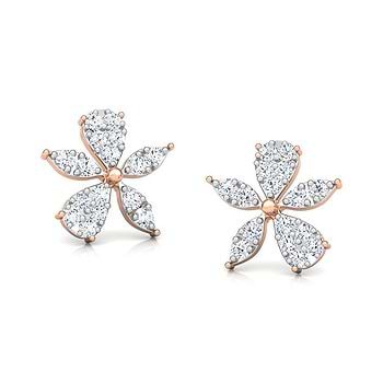 Asymmetric Bloom Diamond Stud Earrings