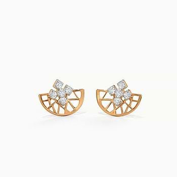 Arc Geometric Diamond Stud Earrings