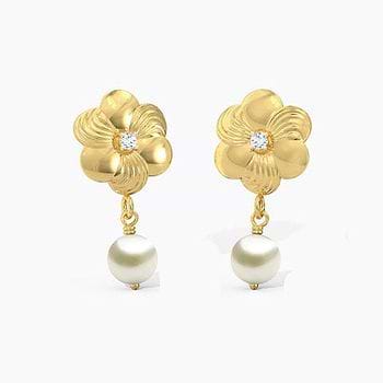 Bright Floral Pearl Drop Earrings